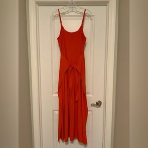 Athleta It’s a Wrap Romper Jumpsuit Coral Red Wide Leg